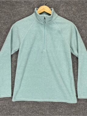 Eddie Bauer Fleece Jacket Womens Small Light Blue 1/2 Zip Pullover Sweatshirt